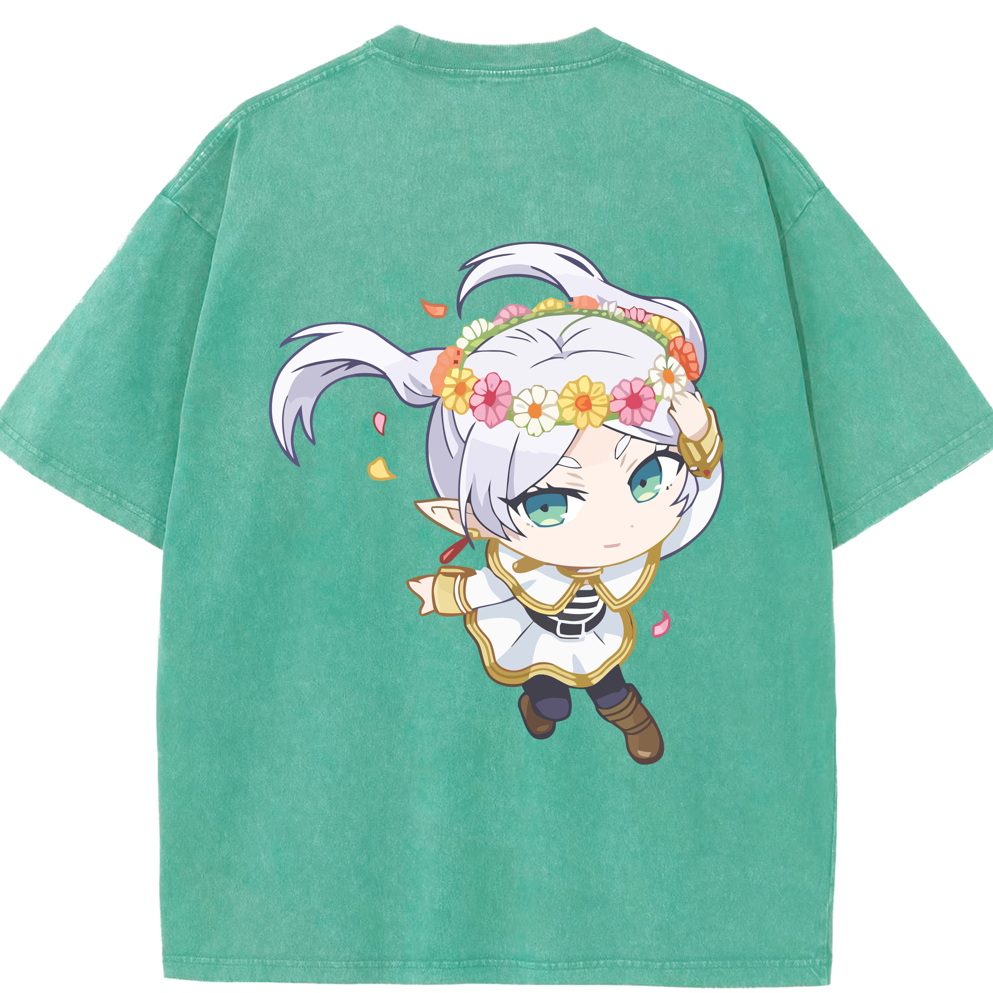（画像用） 葬送のフリーレン Frieren 綿100% ヴィンテージ風 半袖Tシャツ（背面プリント）